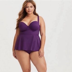 Torrid peplum skirted one Piece swimsuit 5X blackberry